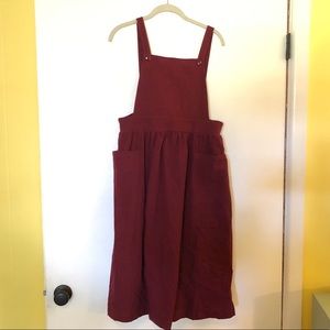 Precious Apron dress. NWOT, matron/dark red color.